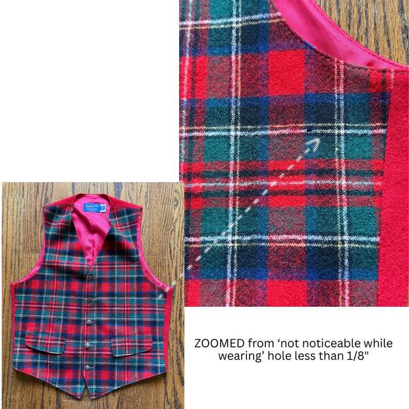 Vintage Pendleton Men's Red Plaid Tartan Wool Christmas Winter Preppy SteamPunk - Picture 9 of 10